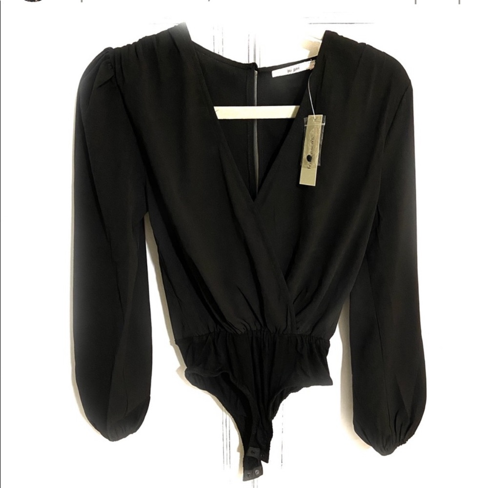 Mi Ami deep V black long sleeve body suit - no tags, only worn once